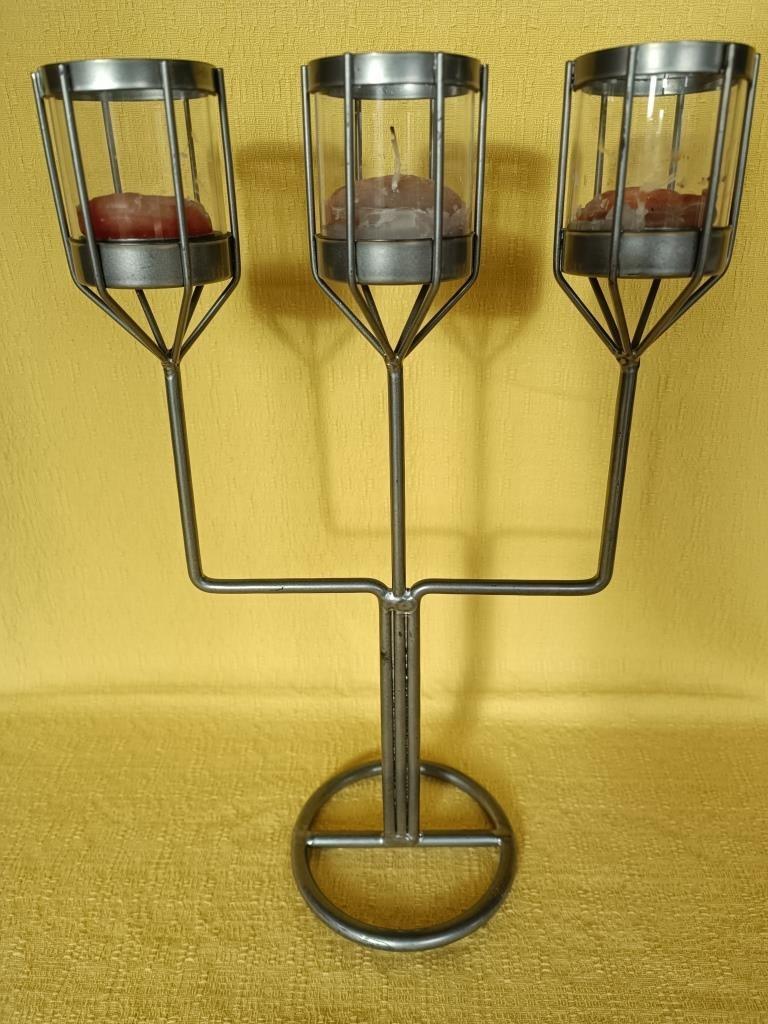 Chandelier à 3 bougies, Moins de 25 cm, Gris, Comme neuf, Enlèvement