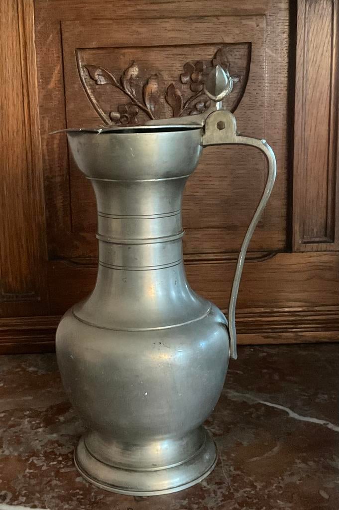 Oude tinnen kan met eikeltjes, Antiquités & Art, Antiquités | Étain, Enlèvement ou Envoi