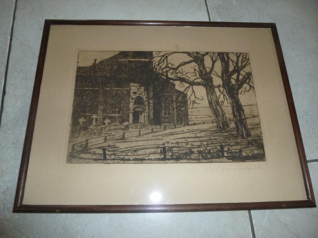 gesigneerde ets Robert crommelynck, Antiek en Kunst, Kunst | Etsen en Gravures, Ophalen of Verzenden
