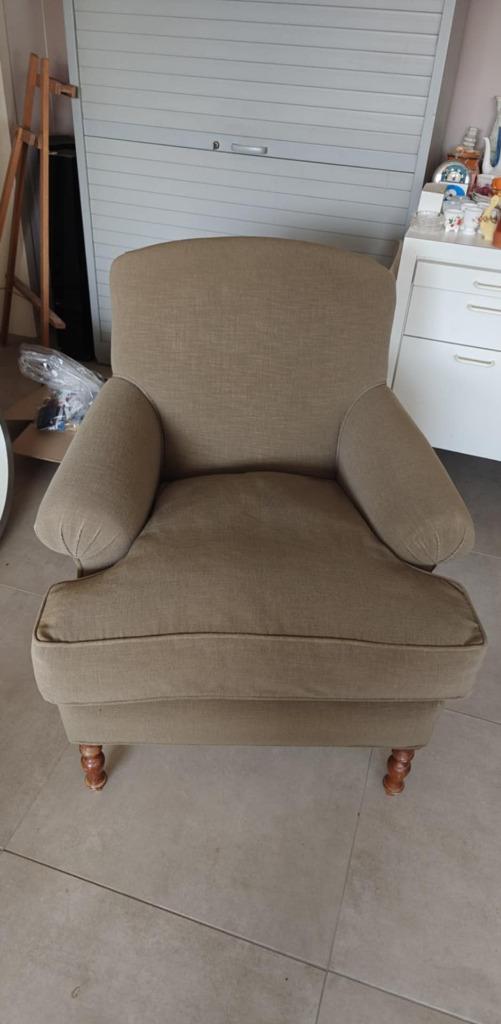 fauteuil club de couleur vert mousse 4 pieds en bois, Maison & Meubles, Moins de 75 cm, Moins de 150 cm, Enlèvement, Tissus
