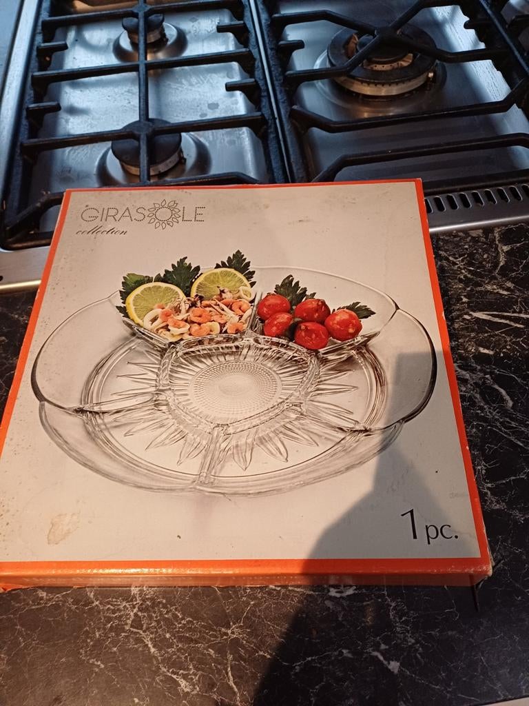 Retro glazen hapjes schaal, nieuw, Ophalen of Verzenden