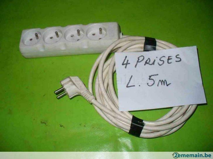 allonge électrique long 5m + 4 prises 220V-2500W, Bricolage & Construction, Électricité & Câbles, Enlèvement ou Envoi, Utilisé