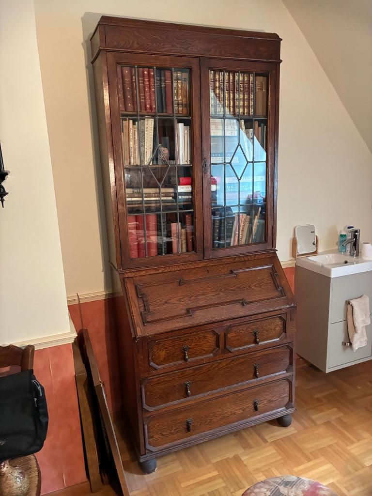 secretaire boekenkast engels, Antiek en Kunst, Ophalen of Verzenden