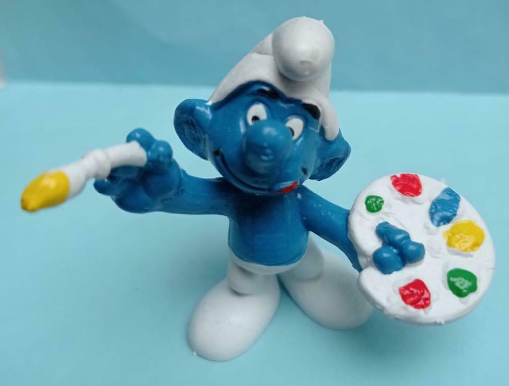 Les schtroumpfs : schtroumpf peintre 20045 avec autocoll S, Collections, Enlèvement ou Envoi, Comme neuf, Poupée, Figurine ou Peluche