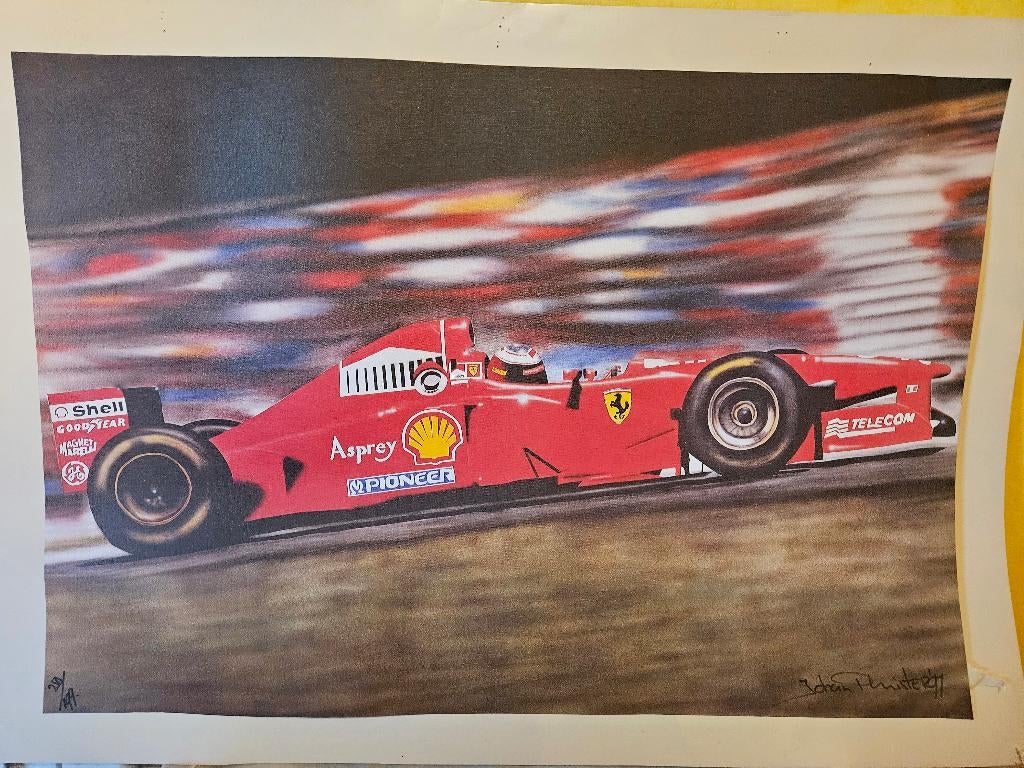 Art print Ferrari Schumacher f1, Verzamelen, Posters, Rechthoekig Liggend, Ophalen of Verzenden, Zo goed als nieuw, Sport