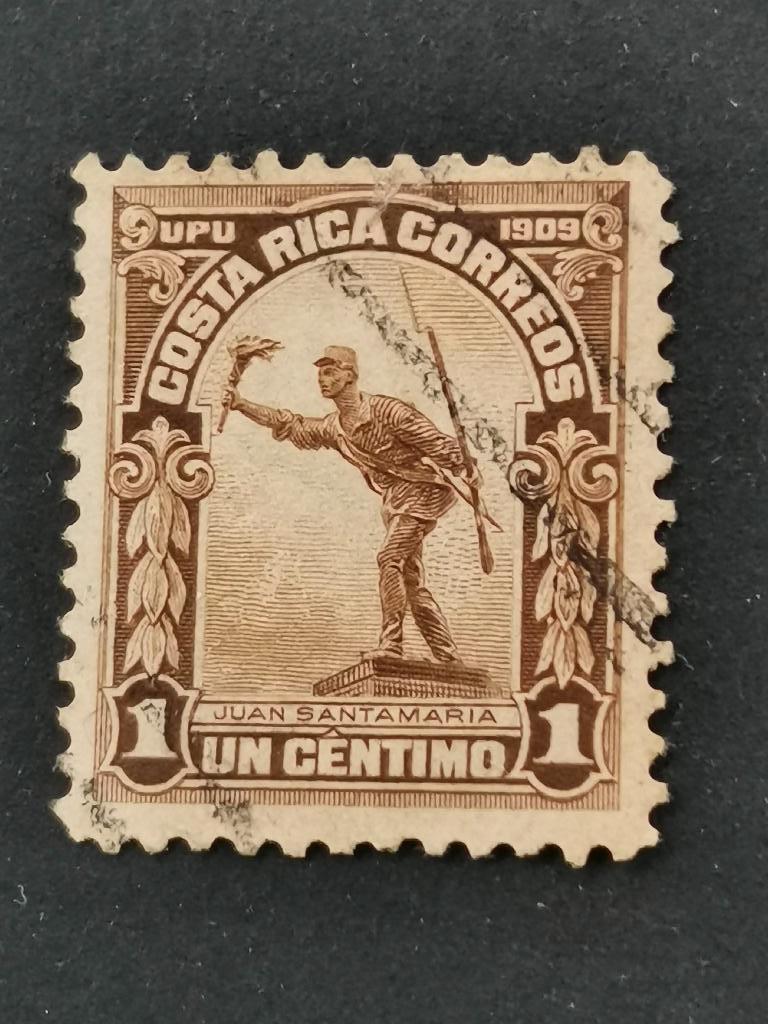Costa Rica 1910 - statue de Juan Santamaria, Enlèvement ou Envoi, Affranchi, Amérique centrale
