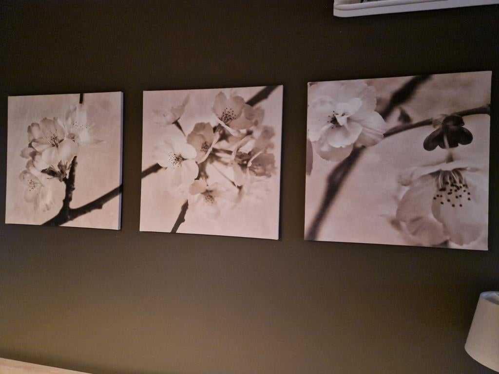 Toile Triptyque fleurs, Enlèvement ou Envoi, Comme neuf
