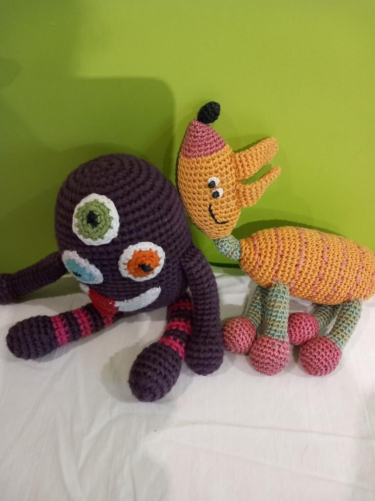 Twee gehaakte knuffels, Ophalen of Verzenden
