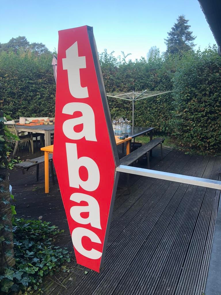 tabac reclamebord dubbelzijdig + frame, Ophalen, Gebruikt, Reclamebord