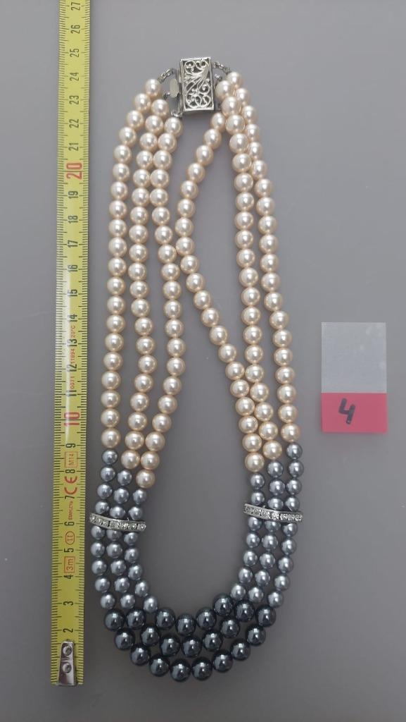 Parelketting Perlas Sureda Manacor Mallorca 3rij 25cm, Bijoux, Sacs & Beauté, Enlèvement ou Envoi, Neuf, Avec strass