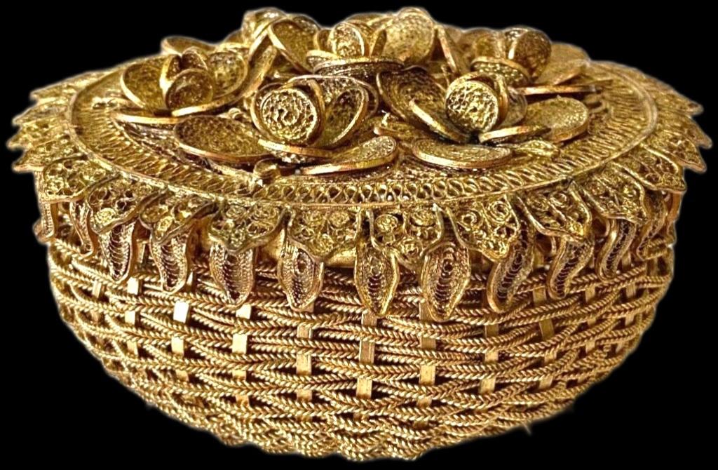 Filigrain Sieraden Kistje Juwelen Filigraan Doos Verguld, Antiek en Kunst, Verzenden