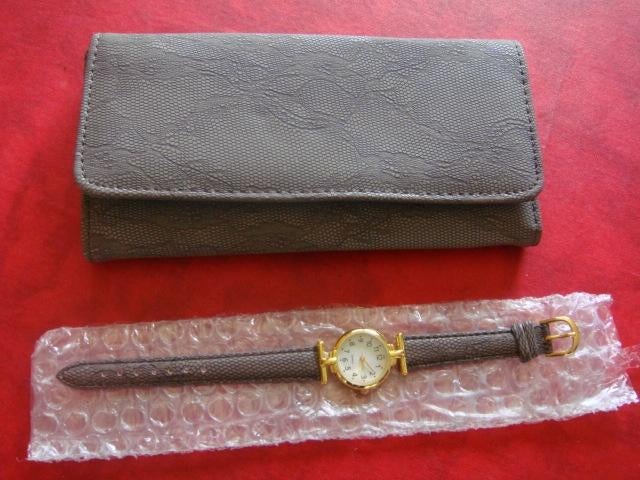 Portefeuille + montre assortie. Coloris Brun clair, Handtassen en Accessoires, Verzenden, Nieuw, Bruin, Overige merken