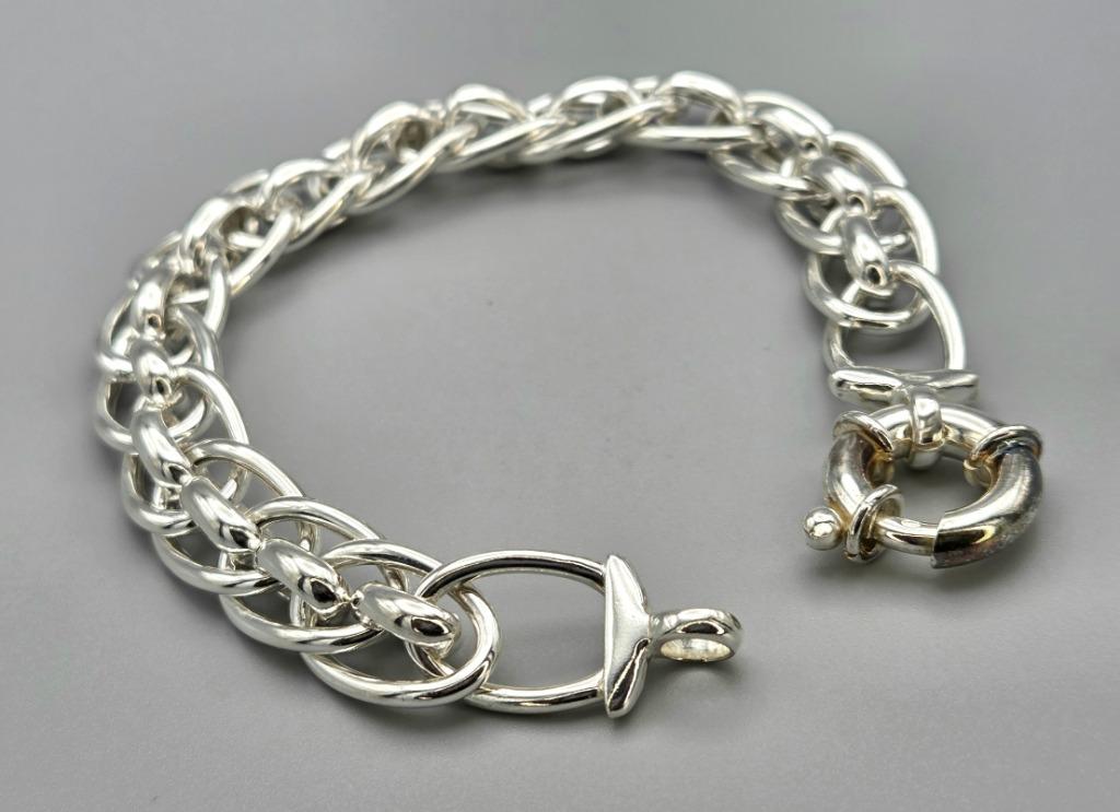 Bracelet à maillons fantaisie en argent neuf. 2025/744, Envoi, Neuf, Argent, Argent