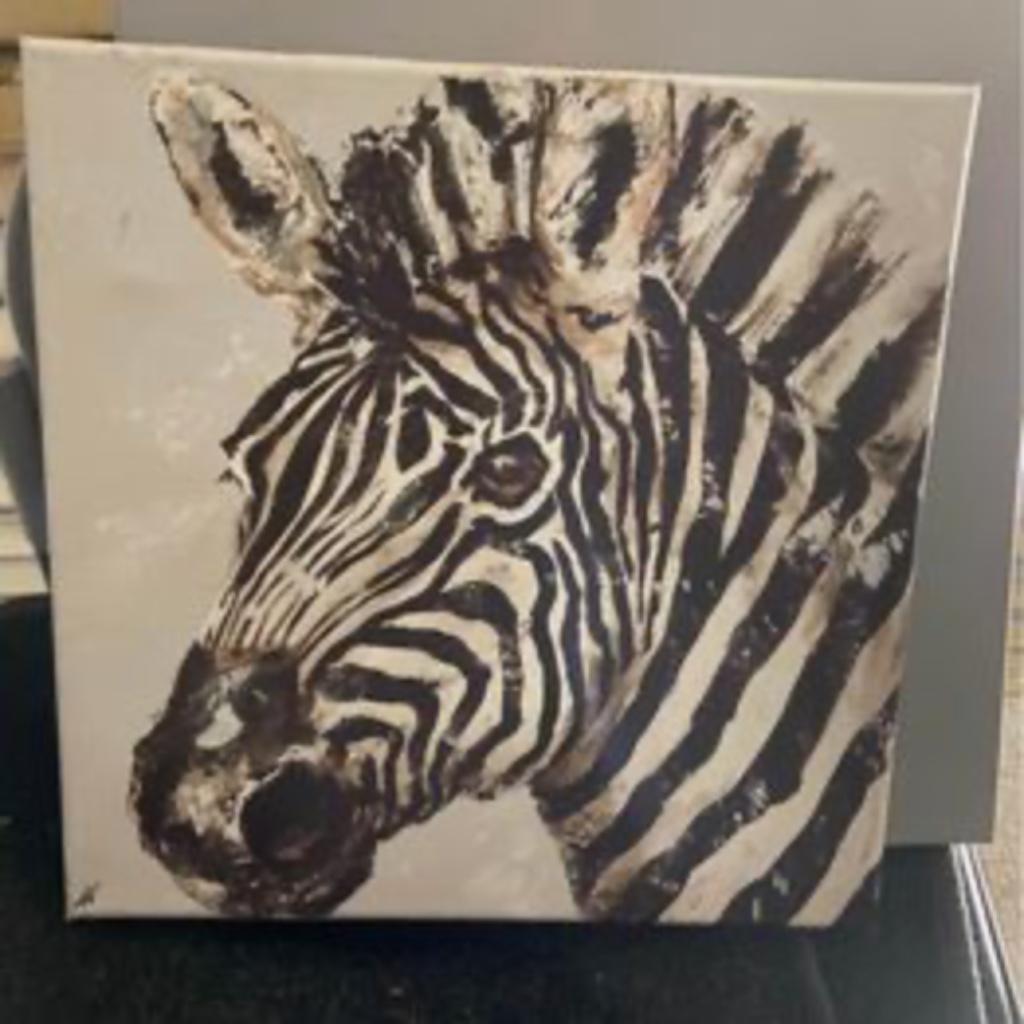 schilderij zebra, Ophalen of Verzenden, Zo goed als nieuw, Minder dan 50 cm, Schilderij