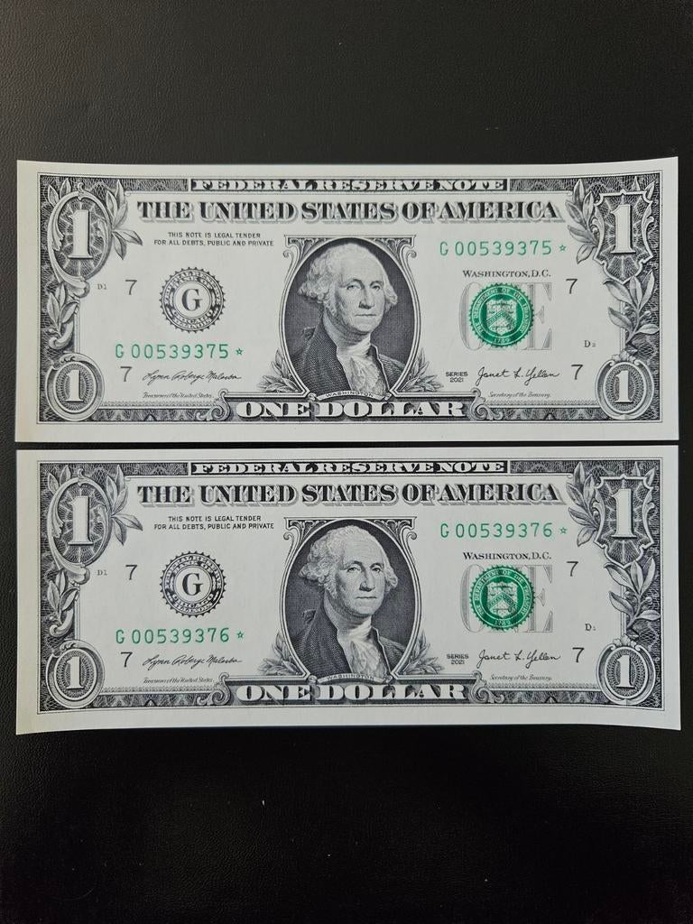 2x 1 dollar USA UNC 2021 jaar ster**, Ophalen of Verzenden, Setje