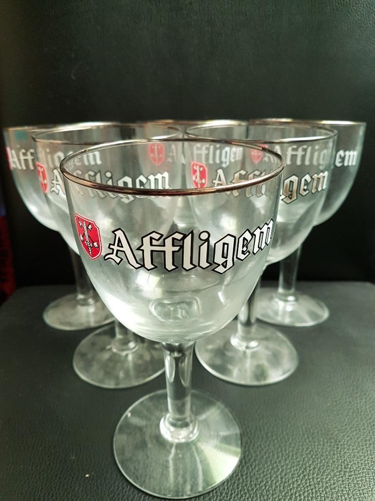Bierglazen Affligem 6 stuks, Verzamelen, Glas en Drinkglazen, Ophalen, Gebruikt, Bierglas