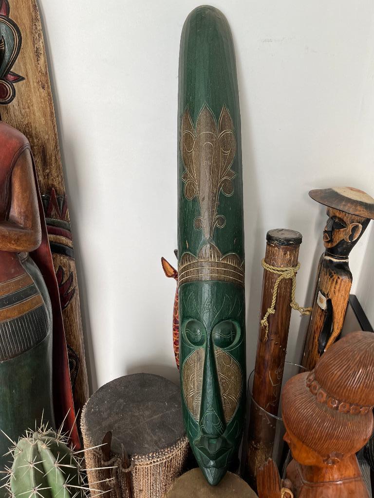 Indonesisch GROOT BEELD Bali Hawai Indiaans Afrikaans Groen, Antiek en Kunst, Ophalen of Verzenden