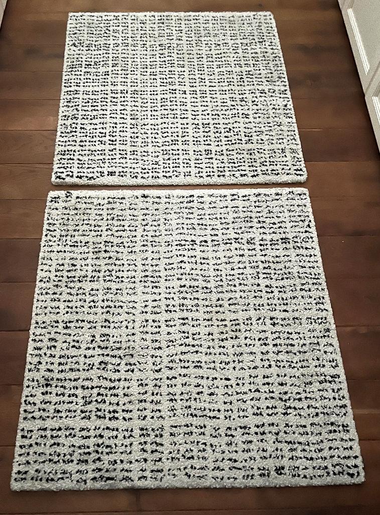 Set van 2 nieuwe matten/tapijten 80x80 cm, beige/zwart, Ophalen, 50 tot 100 cm, Vierkant, Nieuw