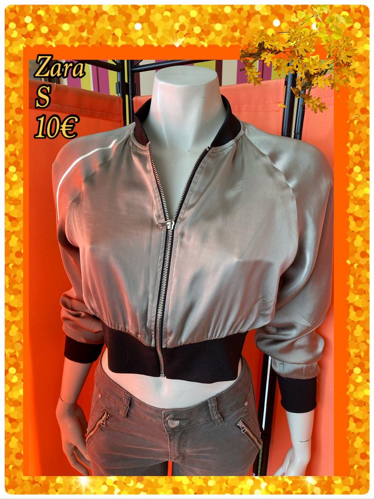 Crop top bomberjasje S. Zara, Enlèvement ou Envoi, Taille 36 (S), Comme neuf, Vert
