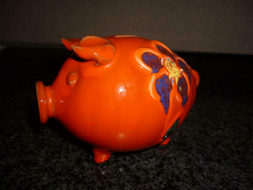 Tirelire vintage couluer orange en forme de cochon épargne, Enlèvement ou Envoi, Utilisé
