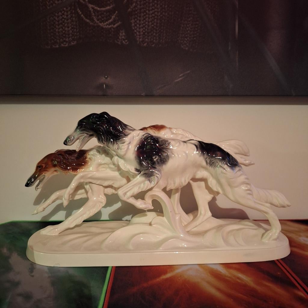Borzoi Russische windhonden beeld, Antiquités & Art, Antiquités | Porcelaine, Enlèvement