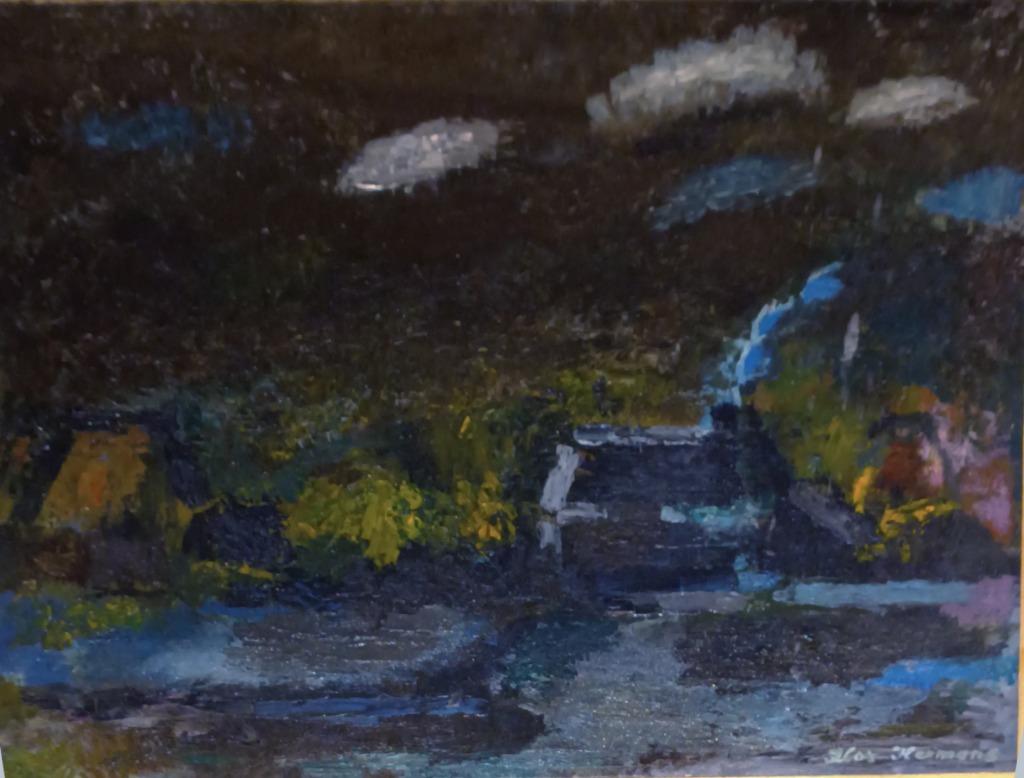 Flor Hermans (1935-2017): Landschap bij nacht (65 x 50 cm), Enlèvement ou Envoi
