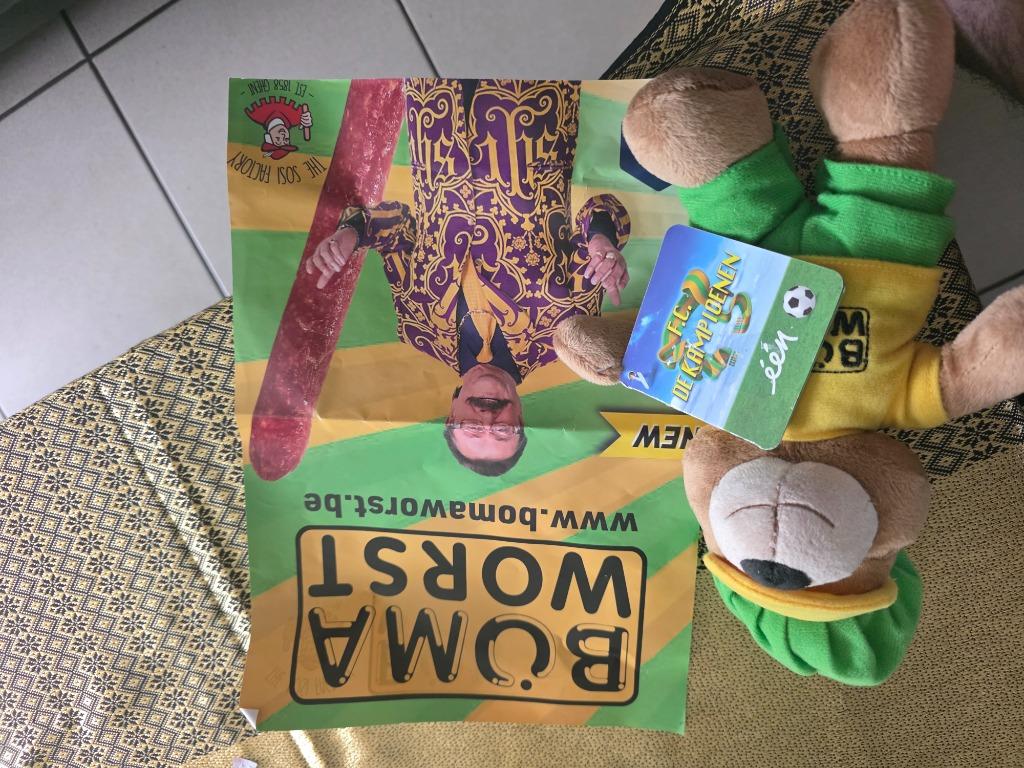 Fc de kampioenen  mascotte 20 cm +A4 poster, Enlèvement ou Envoi