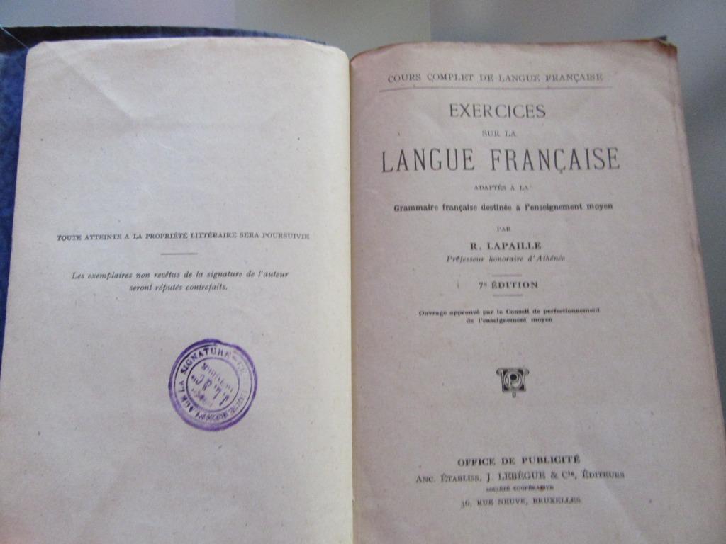 exercices sur la langue française par R Lapaille, Enlèvement, Utilisé