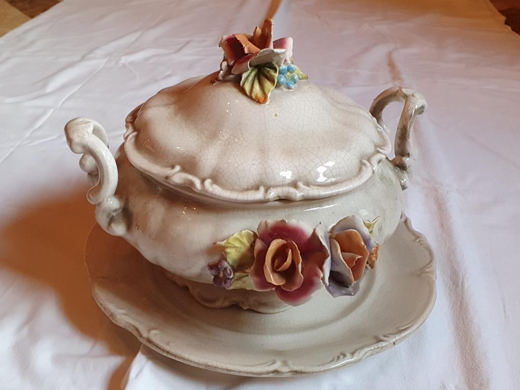 Kom met bloemen Porselein, Enlèvement ou Envoi