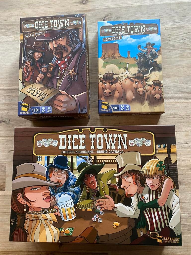 Jeu de société - DICE TOWN + 2 extensions neuves, Comme neuf