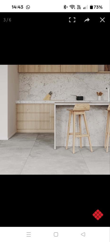 Impermo vloertegel Tilestone Betontec Grey 75x75, Ophalen, Nieuw