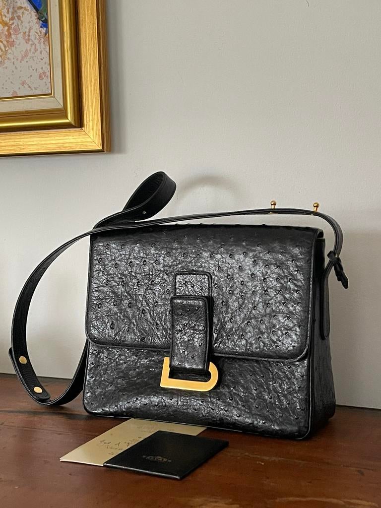 Delvaux tas Ostrich Le Poirier, Ophalen, Zwart