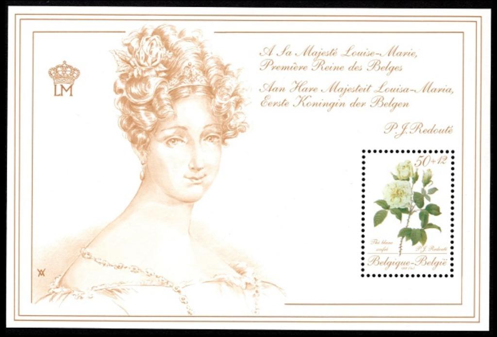 BL63 Rose de l’ouvrage de Pierre J. Redouté, Enlèvement ou Envoi, Timbre-poste, Neuf