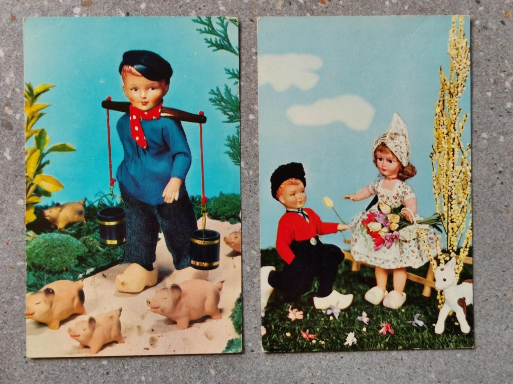 oude postkaarten Dovina poppen - oud Hollandse taferelen, Ophalen of Verzenden, Gelopen, Klederdracht