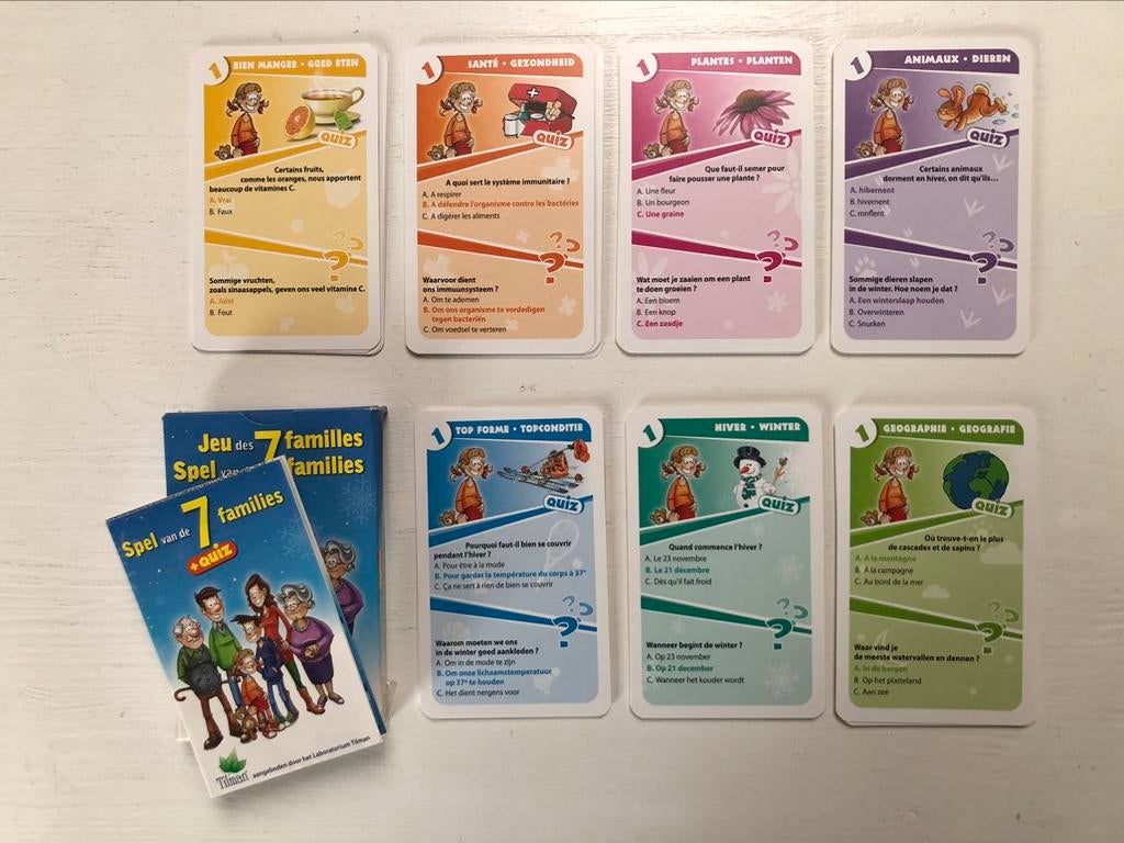 Jeu des 7 familles : jeu de cartes, jeu de quatuor + quiz, Enlèvement ou Envoi, Neuf