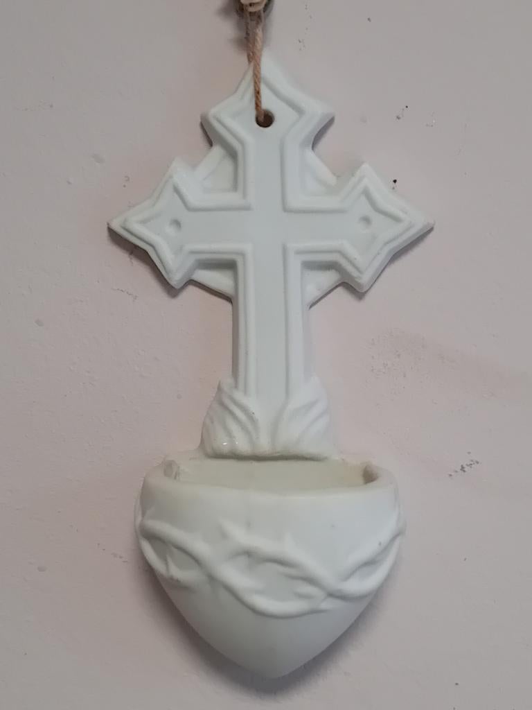 Bénitier en porcelaine biscuit - 19e Siècle, Enlèvement ou Envoi