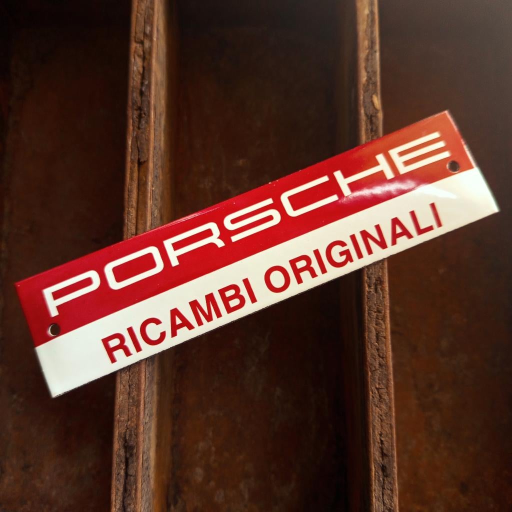 Emaille Schild PORSCHE Orgineel Italiaans Dealer Reclamebord, Verzamelen, Verzenden, Gebruikt, Reclamebord