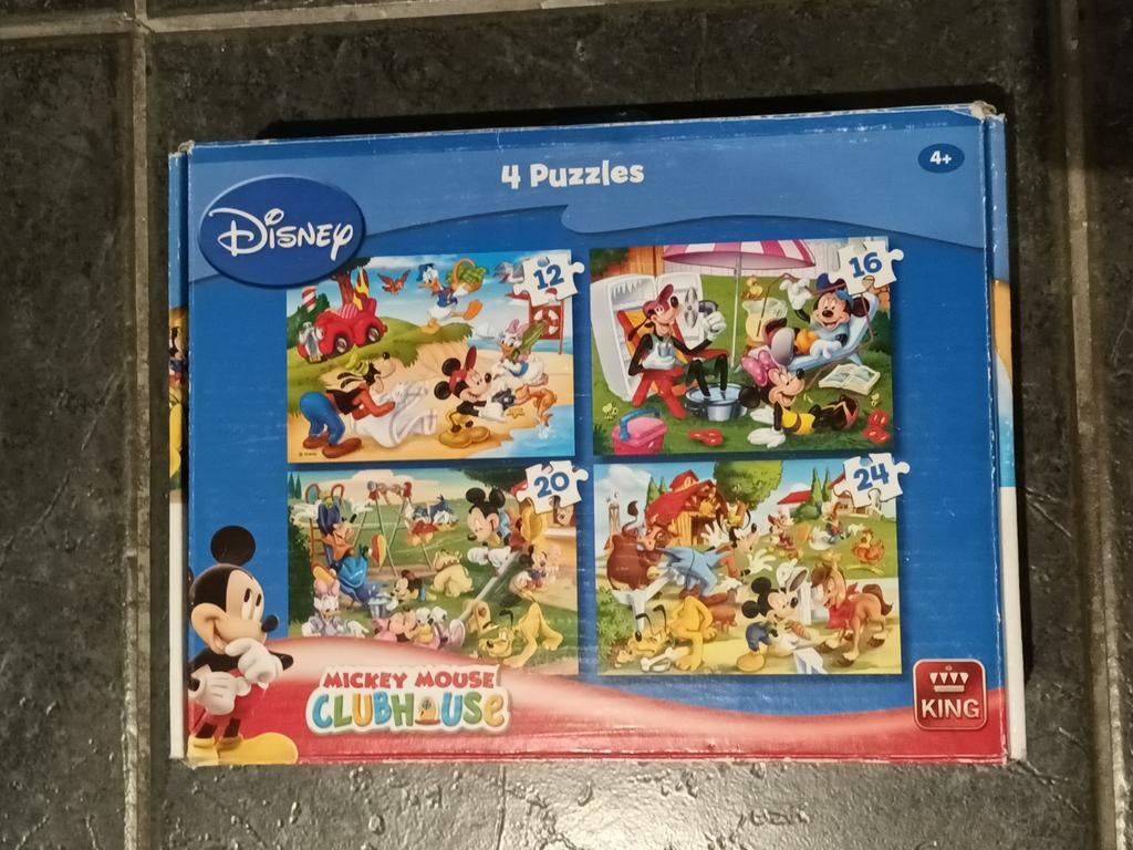 Puzzles Mickey Mouse Disney 4 en 1, Enlèvement ou Envoi, 10 à 50 pièces, Comme neuf, 4 à 6 ans