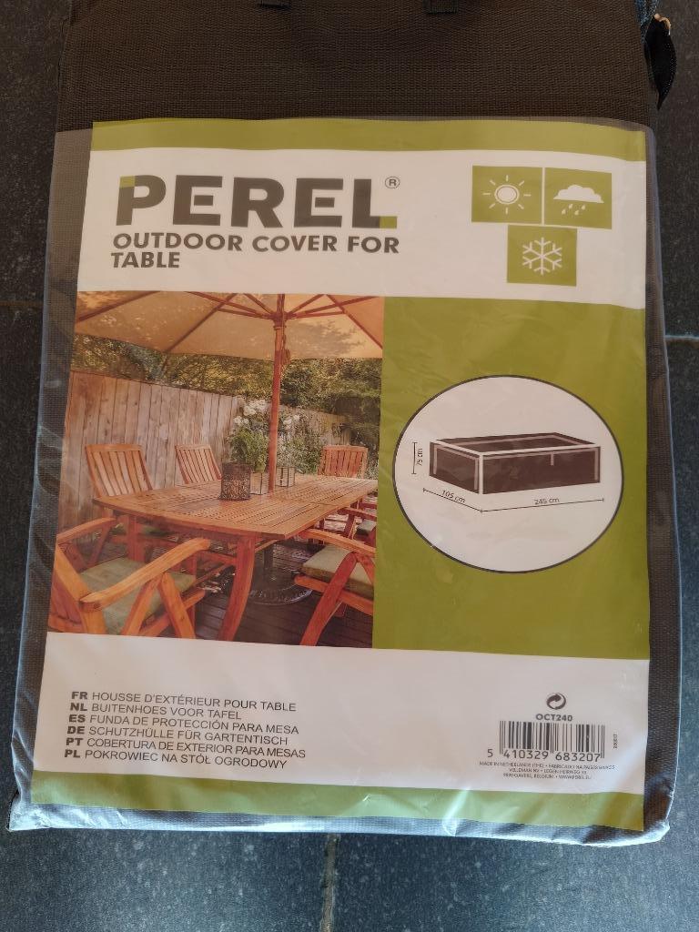 Perel buitenhoes voor tuiintafel 245x105x75cm, Tuin en Terras, Tuintafels, Ophalen of Verzenden, Nieuw, Rechthoekig, Kunststof