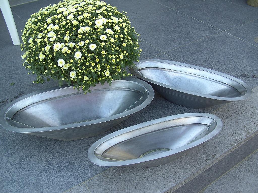 METALEN BLOEMPOT SCHALEN 3 DLG GROOT 68 cm Nieuw, 40 cm of meer, Nieuw, Ophalen of Verzenden, Minder dan 40 cm