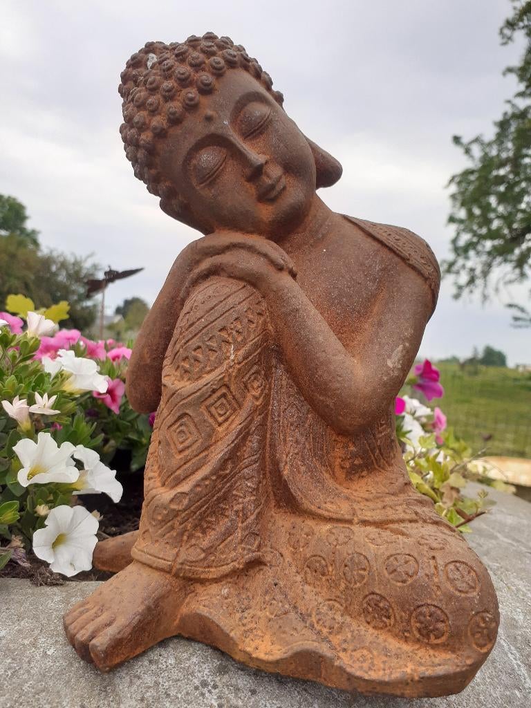 PRACHTIGE GEPATINEERDE GIETIJZEREN BUDDHA, Ophalen of Verzenden, Nieuw, Overige materialen, Boeddhabeeld