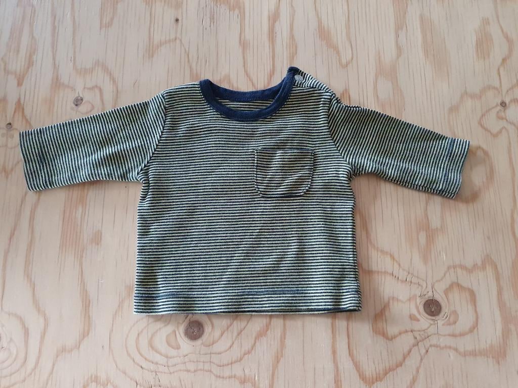 Mooi blauw-geel gestreept bloesje met borstzakje - Maat 62, Kinderen en Baby's, Jongetje of Meisje, Ophalen of Verzenden, Shirtje of Longsleeve