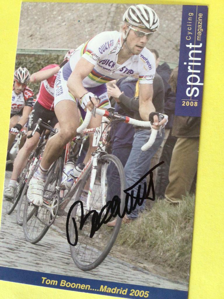 Wk wielerkaart team quick step tom boonen signe, Verzenden