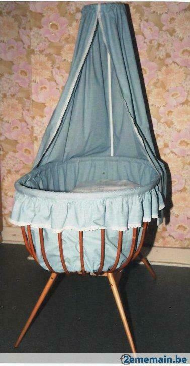 Garniture de berceau en vichy bleu et matelas mousse, Enlèvement, Comme neuf