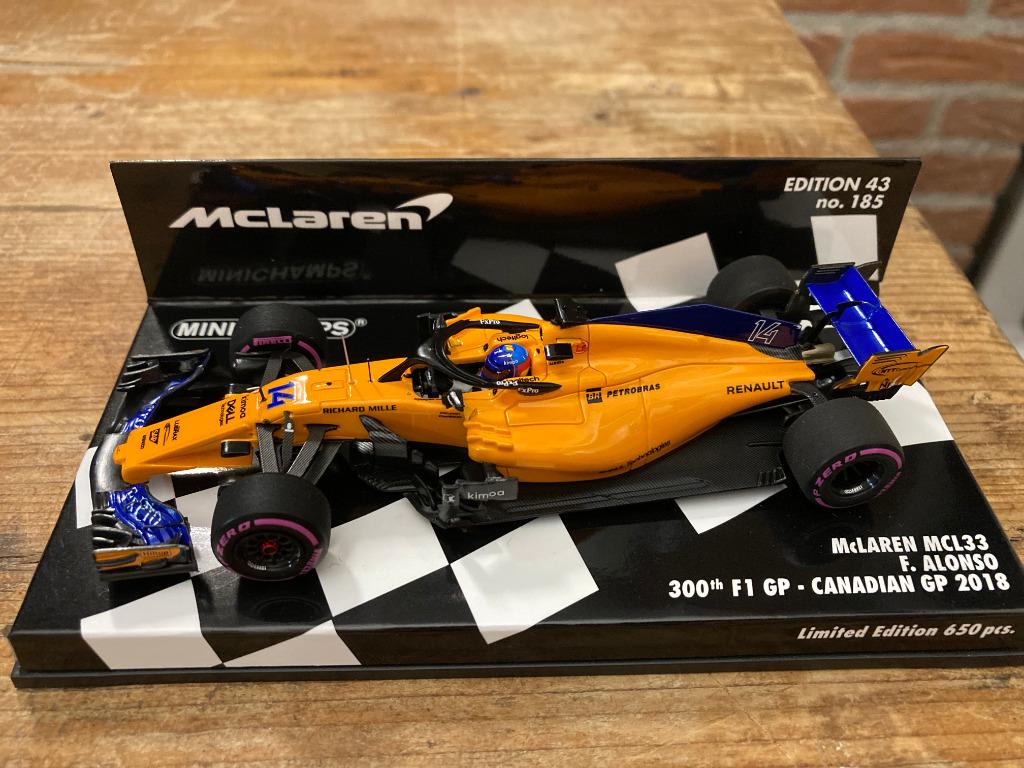 Fernando Alonso 1:43 300th F1 GP Canadian GP 2018 Mclaren, Ophalen of Verzenden, Nieuw, Formule 1
