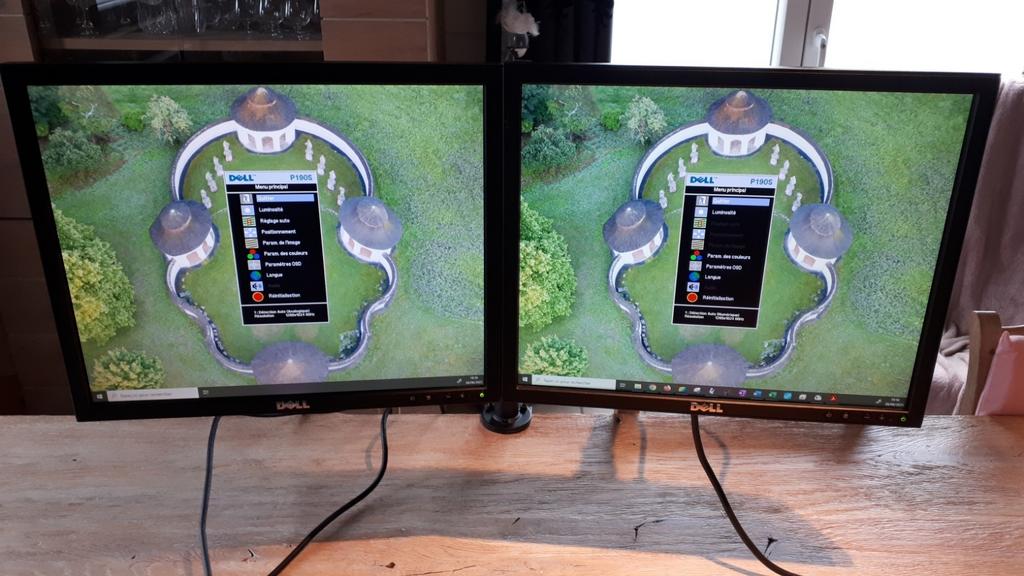 2 écrans DELL P190S sur pied VGA DVI HDMI DisplayPort, Informatique & Logiciels, Enlèvement ou Envoi, Utilisé, DisplayPort, Inclinable