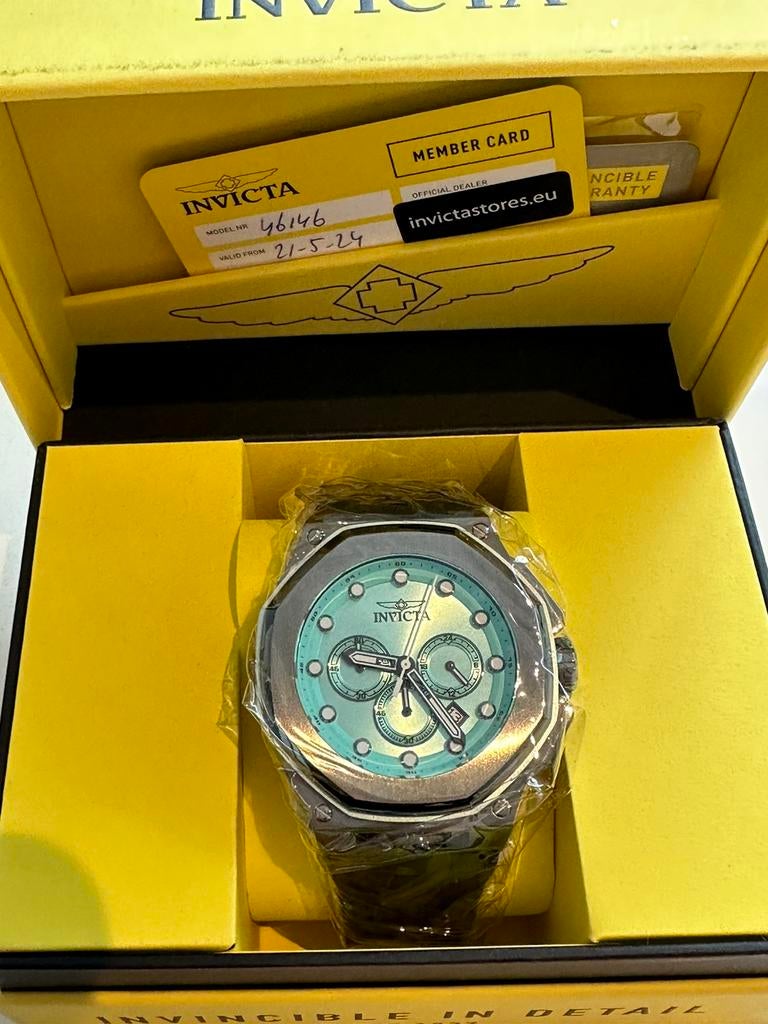 INVICTA chrono oversize - staal - Nieuw ongedragen, Ophalen of Verzenden, Nieuw, Staal