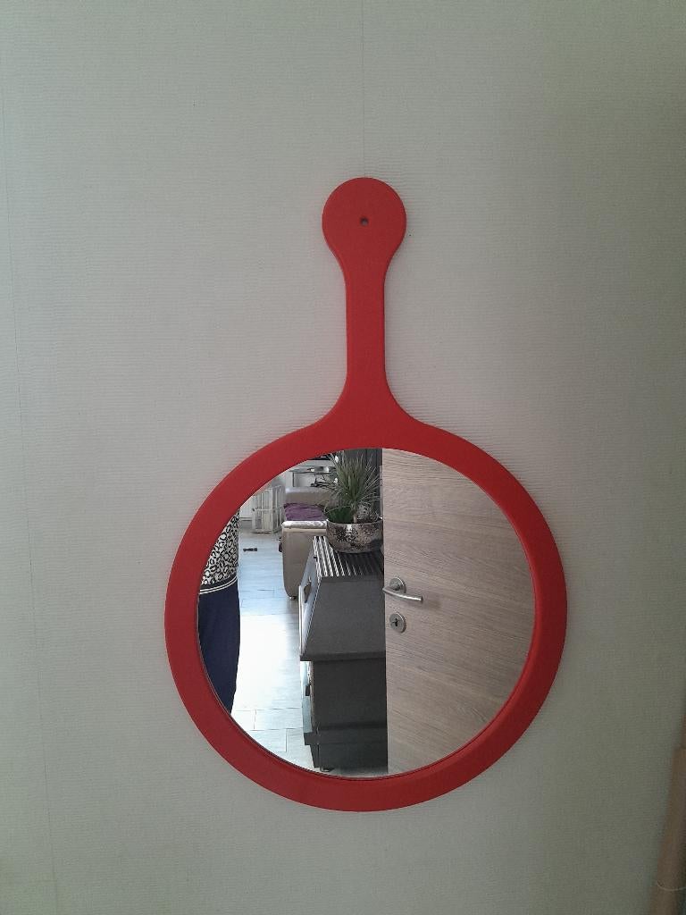Vintage Grand Miroir Ikéa Orange Année 80' 90' TBE, Enlèvement