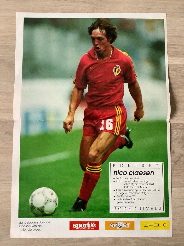 Poster Nico Claesen bij Rode Duivels, Enlèvement ou Envoi, Comme neuf, Affiche, Image ou Autocollant