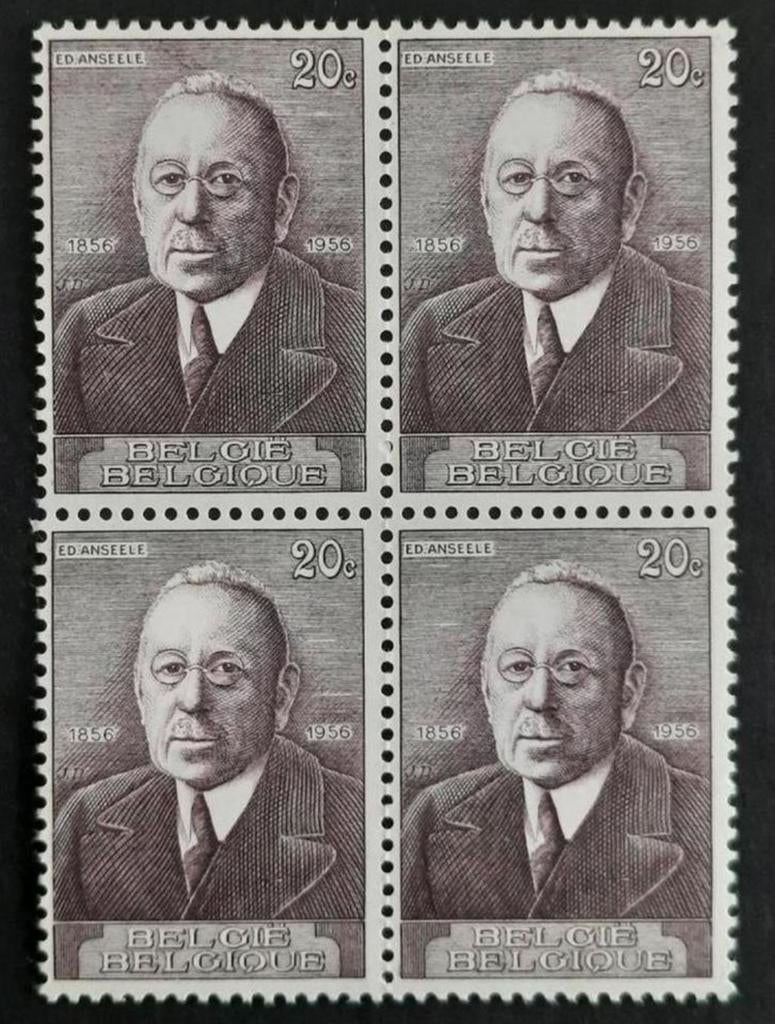 Belgique : COB 997(x4) ** Edward Anseele 1956., Timbres & Monnaies, Sans timbre, Neuf, Enlèvement ou Envoi, Non oblitéré